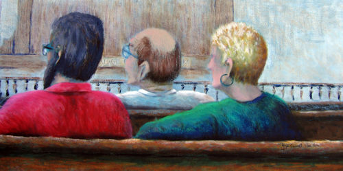 Trials and Tribulations: Court Meditation - Oil on Canvas by Joyce Van Horn