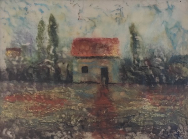 Encaustic Wax - Inside My Cottage - Framed by Joyce Van Horn $340