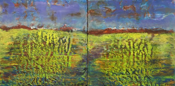 ENCAUSTIC - PARADISE PATH - DIPTYCH $400 Encaustic By Joyce Van Horn
