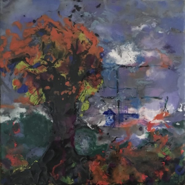 ENCAUSTICS - THE FIERCE FAT TREE $200 by Joyce Van Horn